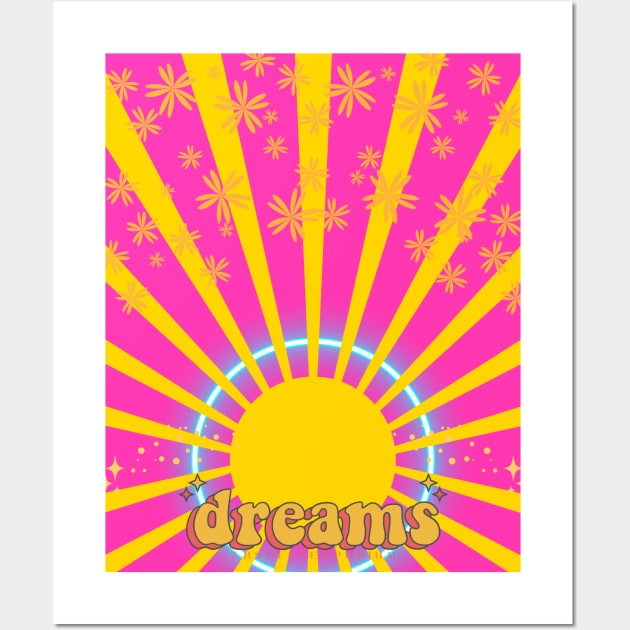 Sun Ray on Hot Pink Wall Art by Graceheartwork